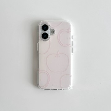 時髦小衆淡淡粉色簡筆畫水果磨砂防摔殼 iphone17promax手機殼16 15 14 13 保護套 蘋果保護殼
