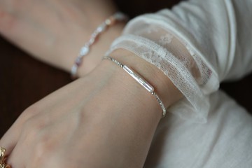 長條巴洛克小銀塊手鍊