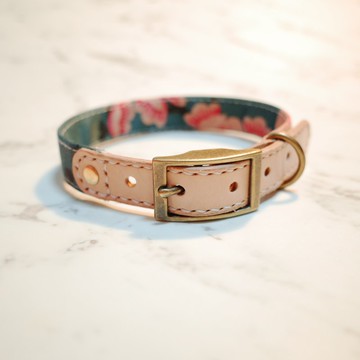狗 項圈 M號 櫻花飄香 緞面花布 附鈴鐺 可加購吊牌