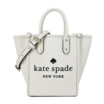 Kate Spade壓印LOGO皮革手提/斜背兩用托特包-白