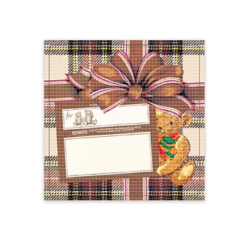 冬日格紋標籤貼紙 (棕色)