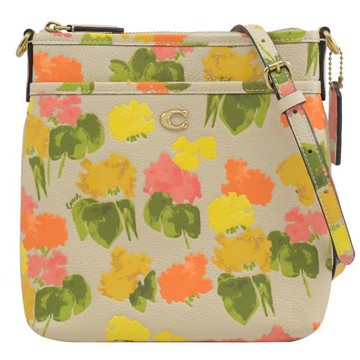 COACH CC556 Kitt 經典C 花卉印花斜背包.淺褐