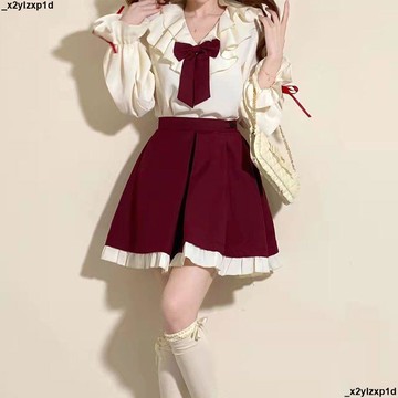 大促銷冬 秋冬女套裝 喜慶 節日套裝 春秋季新款學院風氣質jk制服套裝裙聖誕洋氣洛麗塔連衣裙女仙