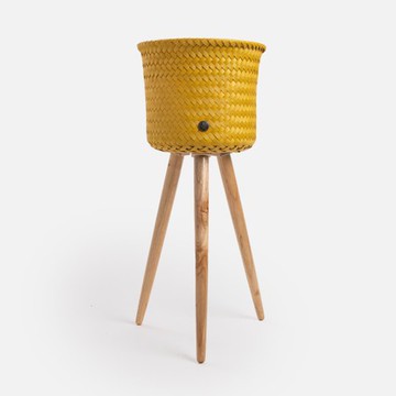 Handed By Up編織盆器L 芥末黃