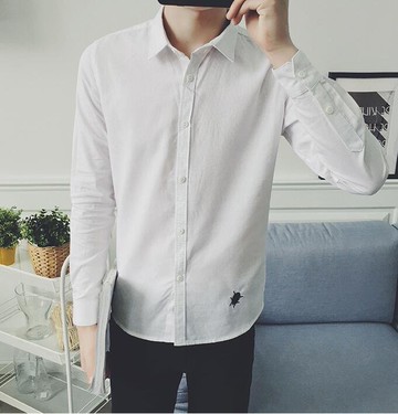 FINDSENSE品牌 男 時尚 街頭 潮 甲殼蟲刺繡圖案 長袖襯衫 特色襯衫