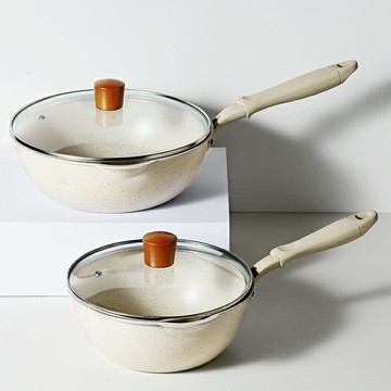 網紅麥飯石不粘鍋家用電磁爐專用炒鍋小型煤氣燃氣灶適用炒菜平底