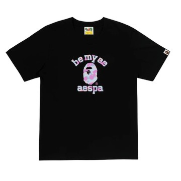 BAPE X AESPA COLLEGE RELAXED TEE - BLACK