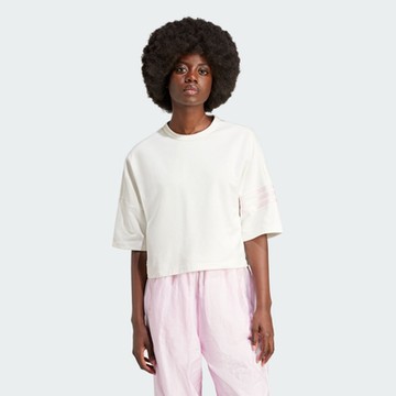 adidas 愛迪達 上衣 女款 短袖上衣 運動 三葉草 NEUCL TEE 白 IU2500