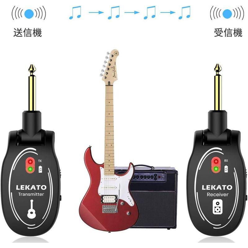 LEKATO ワイヤレス ギター システム オーディオ エレキギター 送信機 受信機 デジタル 内蔵充電式リチウム 2.4GHz