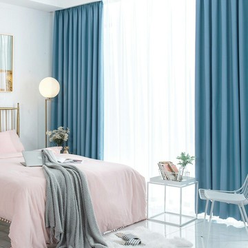 【優選百貨】物理加厚三層物理遮光工藝純色棉麻窗簾布酒店窗簾