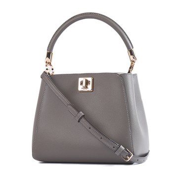 KATE SPADE Phoebe 粒面皮革旋鈕釦手提/斜背二用包-灰色