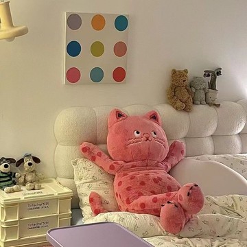 臺灣/✨ 床上公仔 公仔 可愛波點貓咪玩偶毛絨玩具公仔睡覺抱枕布娃娃女孩生日禮物送女友