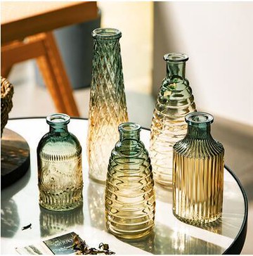 半房雜貨浮雕玻璃小花瓶迷你ins風法式客廳插花透明水培鮮花擺件 99購物節