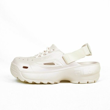 Fila Subversion [4-S348Y-999] 女 拖鞋 涼鞋 兩穿 鋸齒大底 經典復刻 輕量 防水 米