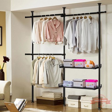 頂天立地衣架晾衣架陽臺落地臥室伸縮簡易室內免打孔晾衣桿掛衣架