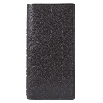 GUCCI 835014 GG LOGO標誌壓紋對折多卡長夾.黑
