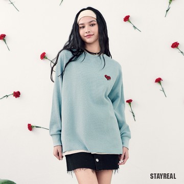 STAYREAL LOVE IS LOVE華夫格長T - 藍
