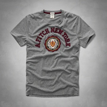 美國百分百【Abercrombie & Fitch】T恤 AF 短袖 T-shirt 麋鹿 徽章 灰色 特價 S M L XL號 F601