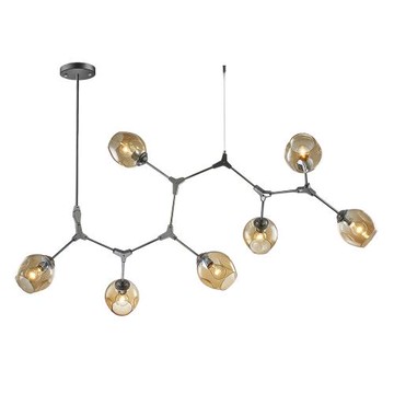 【Honey Comb】工業風干邑色電鍍玻璃七燈吊燈(F1027)