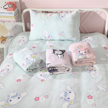 可愛庫洛米玉桂狗毛毯被子辦公室午睡空調小毯子沙發蓋毯床單枕套