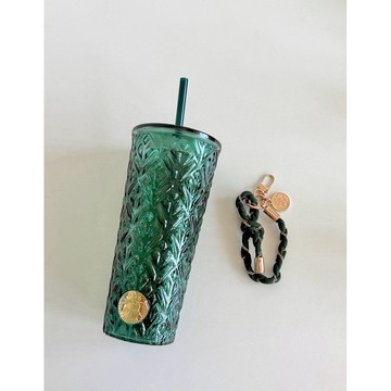 即將抵台🛬【中國限定】星巴克STARBUCKS墨綠鎏光系列銘牌浮雕玻璃吸管杯