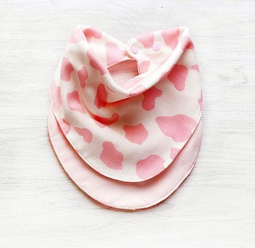 動物斑點 粉  雙面圍兜 口水巾 領巾 手帕