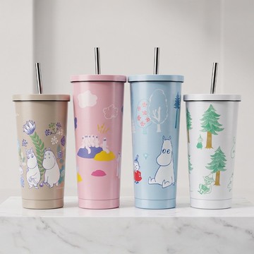 【iam我適文創】MOOMIN 姆明 溜溜 不鏽鋼吸管隨行杯 500 600ml