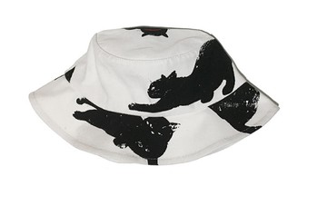 FINDSENSE X 女簡約情侣遮陽盆帽男女原創網紅原宿可愛黑貓漁夫帽戶外防曬帽子