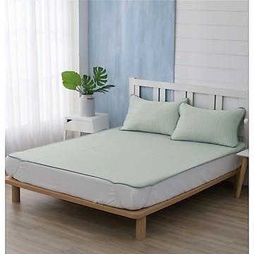【出清品】63_乳膠冰絲涼蓆墊三件套, 涼蓆墊6尺(190x180cm) + 枕套48x74cm 2件, 冰