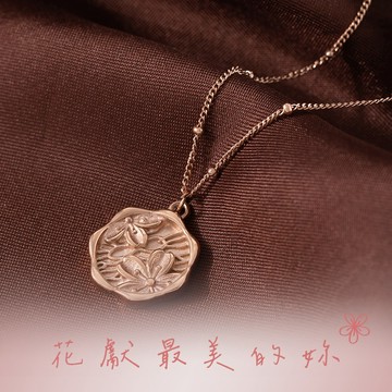 [鈦鋼]MARIGOLD花韻之國封蠟花紋項鍊 閨蜜禮 生日禮物 情人節禮物 送女友 送花