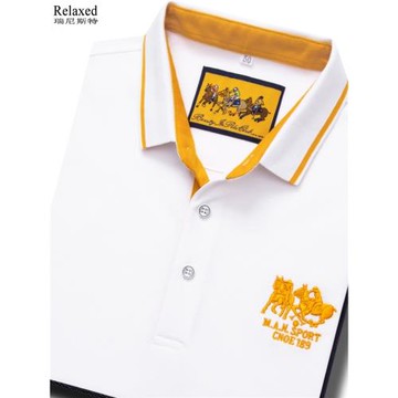 秋季長袖翻領T恤男士有領帶領體恤POLO衫品牌男裝大碼寬松上衣服