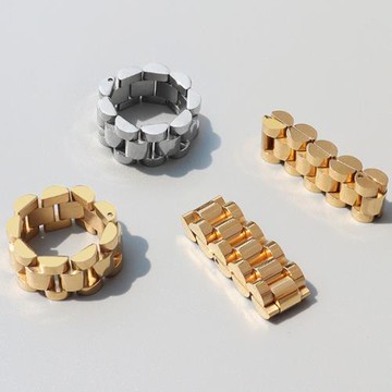 ANGEL 個性錶帶歐風重工組合手工鈦鋼情人中性戒指環(2色戒圍可選)