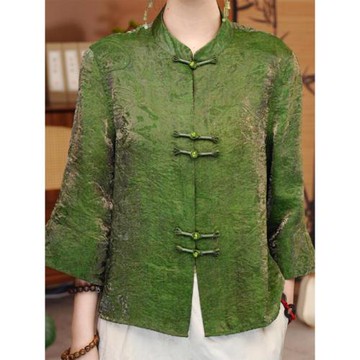 新中式國風雙面雙穿開衫早秋款時尚氣質提花I高級感重工盤扣上衣