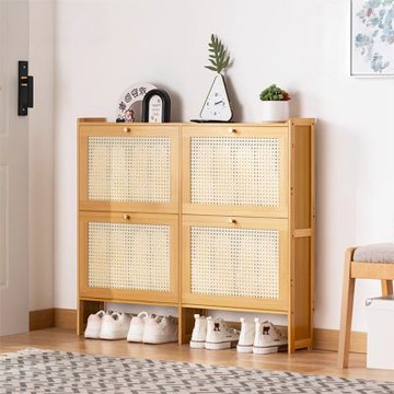 Happylife 楠竹翻門鞋櫃 單層四門 Y12368