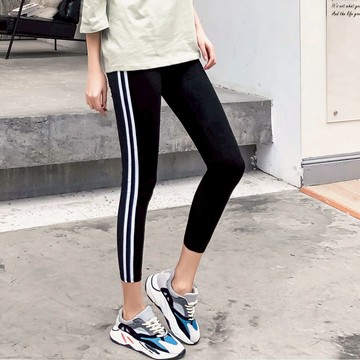 速干薄款打底褲女外穿夏季黑色冰絲九分運動健身瑜伽彈力緊身八分