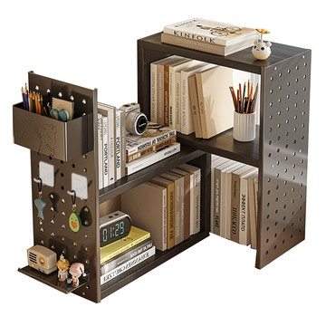 【居家生活Easy Buy】可伸縮洞洞板收納書架-桌上型(洞洞板架 層架 收納架 書架 置物架)白支架+白木板