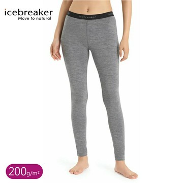 【Icebreaker 女 Oasis 保暖貼身長褲BF200《山脈灰》】104383/底褲/內搭褲/排汗褲