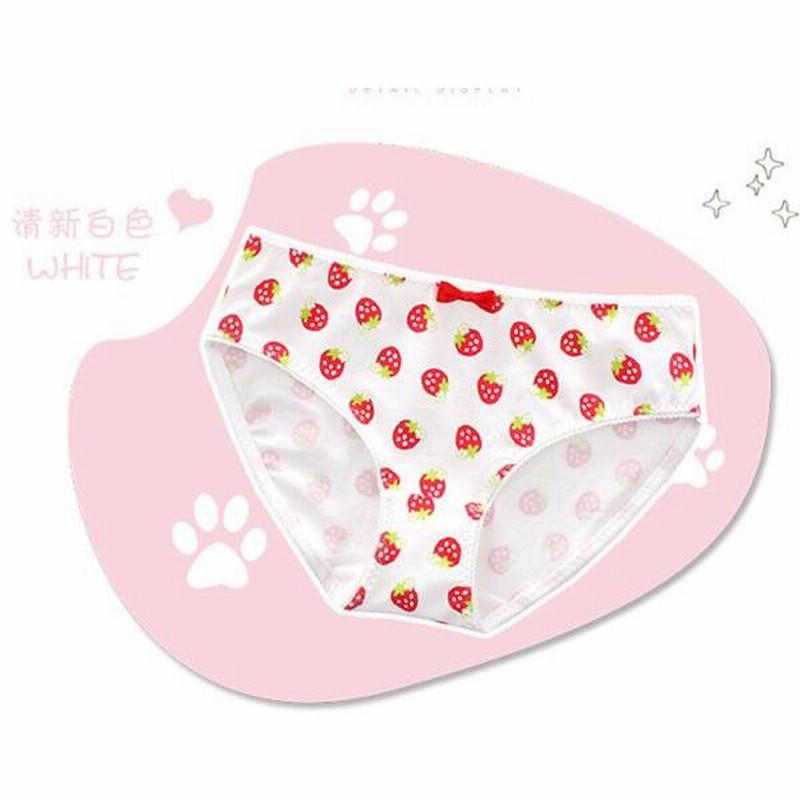イチゴ プリント パンティ いちご ぱんつ 白地 ショーツ Mサイズ