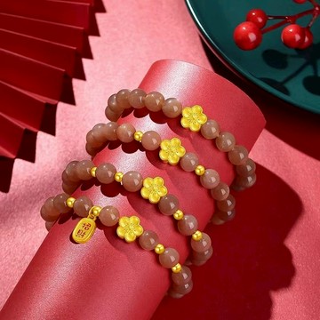 ⭐️現貨⭐️【招財小桃花】天然太陽石水晶手鍊女生小桃花招財納福手串閨蜜手鍊禮物💗肥嘟嘟飾品批發💗