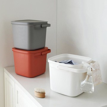 簡約風提把式方形水桶(附蓋)-9L-2入-多色可選 西瓜紅