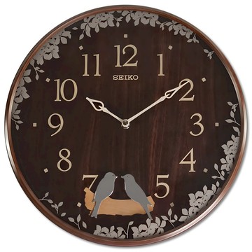 Seiko 精工 幸福喜鵲 自然風格 居家擺飾 搖擺掛鐘 QXC237B 33cm  深木紋色