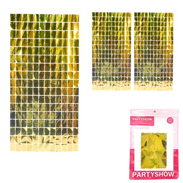 Partyshow 派對裝飾方格亮片雨絲簾  3個  金色