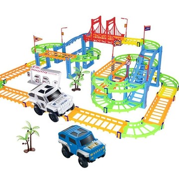 【臺灣-出貨】💖軌道車玩具小火車汽車賽車兒童兒童男孩DIY💖跑道 滑軌 LV7R