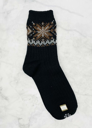 【震撼精品百貨】日本精品百貨~日本羊毛襪子(22~24CM)黑花*73664