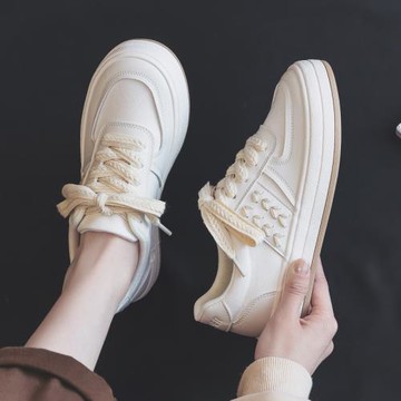 香港潮牌新款小白鞋女鞋2024春季百搭小眾休閑白鞋ins帆布鞋板鞋