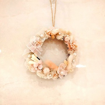 萩蒔花花藝x覓品竹北手作店-乾燥花x永生花創作掛飾/花圈-粉色