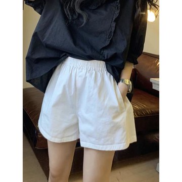 大碼胖mm2026夏季松緊腰休閑短褲女高腰百搭a字顯瘦寬松闊腿褲潮