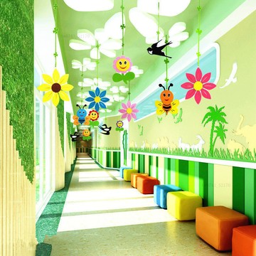 教室佈置牆貼 幼儿園裝潢吊飾教室走廊佈置天花板掛件太陽花兒童房空中掛飾燕子