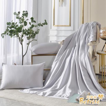 【Betrise】C量能系列 300織紗100%純天絲™光淬石墨烯鋪棉涼被/四季被5X6.5尺 氣質灰(一入)加碼贈同款枕套X2