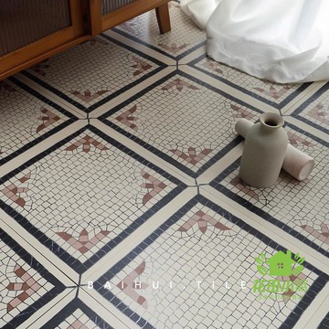 免運 公司貨 地面磚 廣東產 中古風米黃白色300花磚 復古民宿瓷磚 客餐廳咖啡服裝店地磚 可開發票 全館八折 工廠現貨直銷 新品特價 HTXW12232